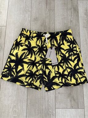 Palm Angels x Setai Yellow Swim Shorts with Black Palm Print men L